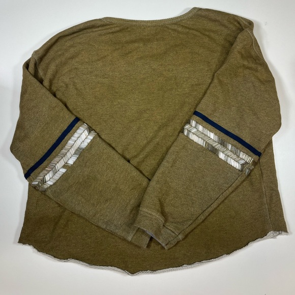 ⚠️SOLD⚠️Free People Khaki / Army Green Beaded Long Sleeve Sweater Women’s Size M - Picture 6 of 9